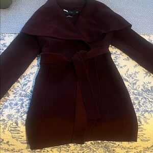 Wool Tahari Burgundy Coat with Belt